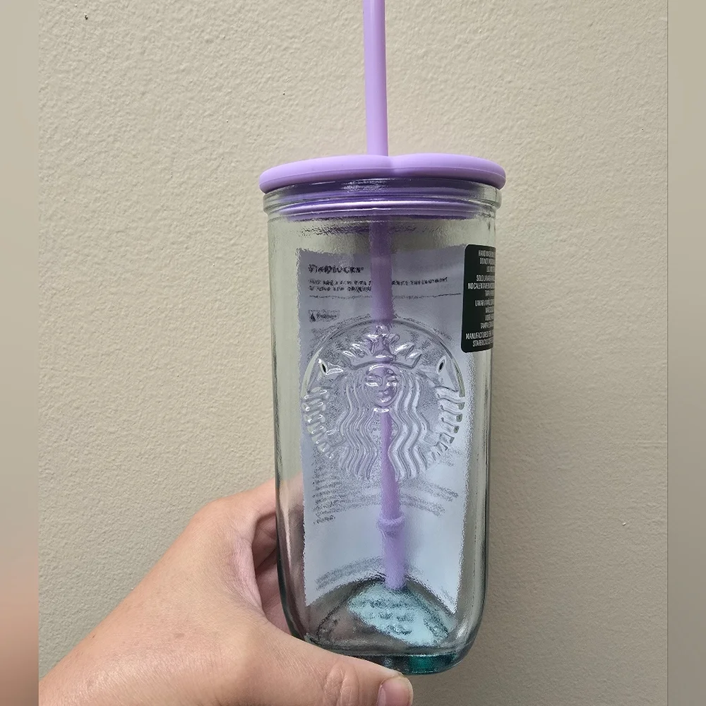 NWT Starbucks 2026 Easter LATAM Recycled Glass With Silicon Flower Shaped Lid